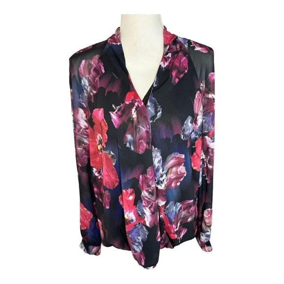 Jennifer Lopez Women’s‎ Large Floral Lightweight Crossover Top - Picture 1 of 7